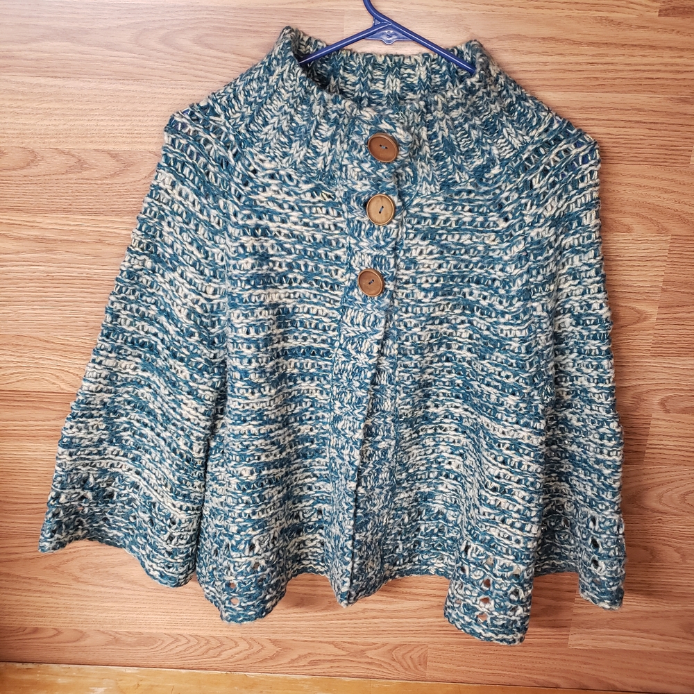 Free People Blue and Cream Cardigan Sweater